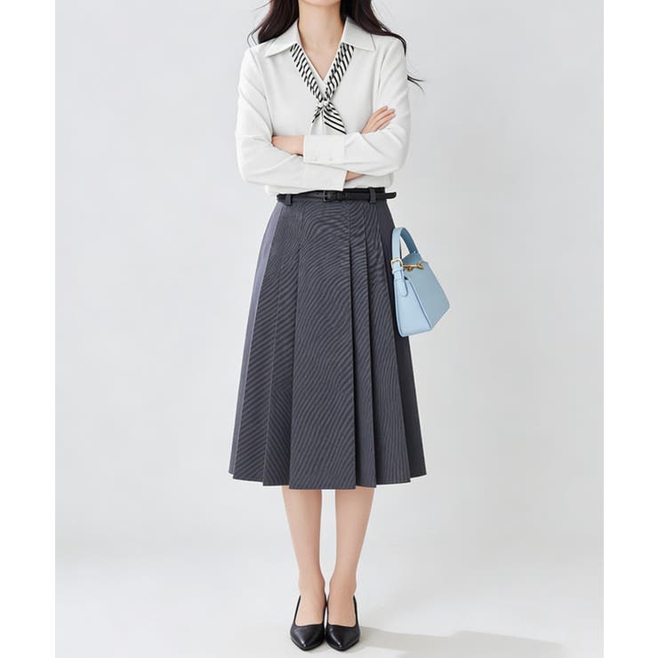 パール付きスカーフタイシャツブラウス上品 | Miniministore | 詳細画像4 