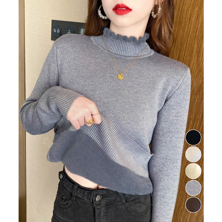 裏起毛 メロウニットトップス ハイネック | Miniministore | 詳細画像1 