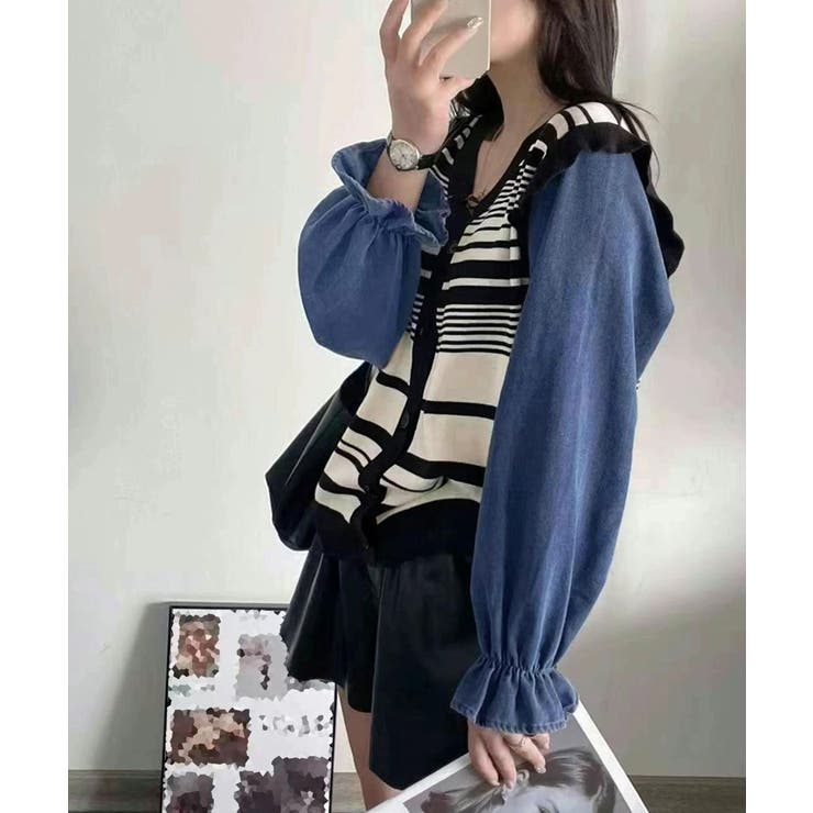 ドッキングニット ボーダーニットトップス | Miniministore | 詳細画像2 