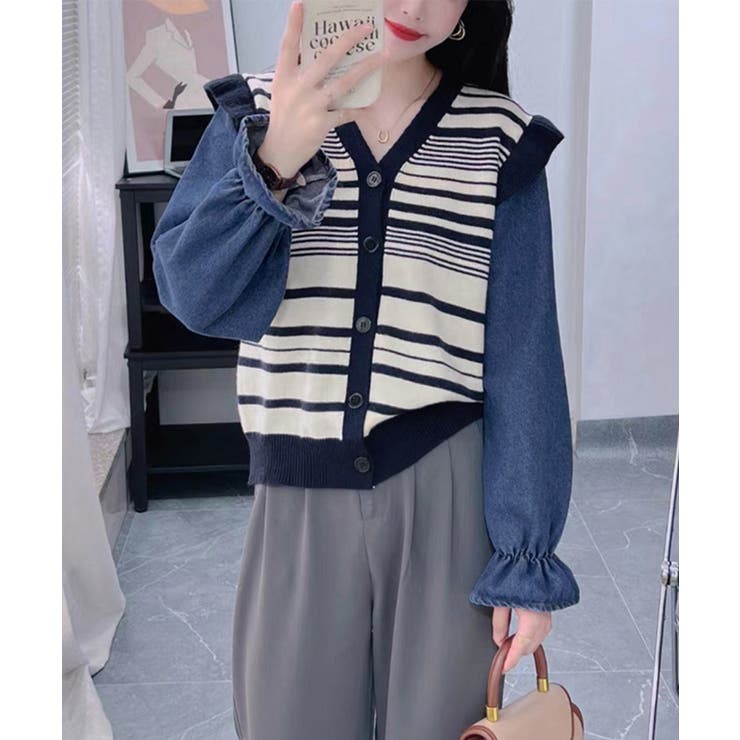 ドッキングニット ボーダーニットトップス | Miniministore | 詳細画像3 