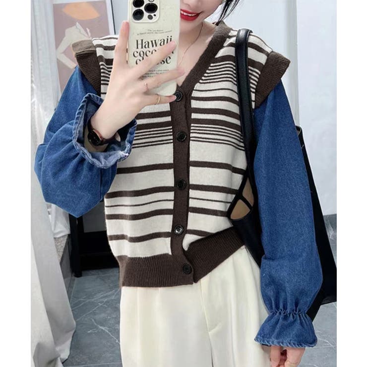 ドッキングニット ボーダーニットトップス | Miniministore | 詳細画像4 