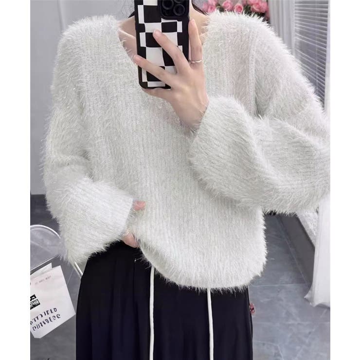THE TOE シャギーニットトップス　Vネック 楽天市場】シャギーVネックベスト ｜ ニット シャギー シャギー