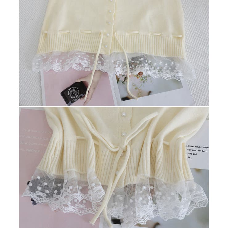 レース切り替えニットカーディガン長袖秋冬 | Miniministore | 詳細画像35