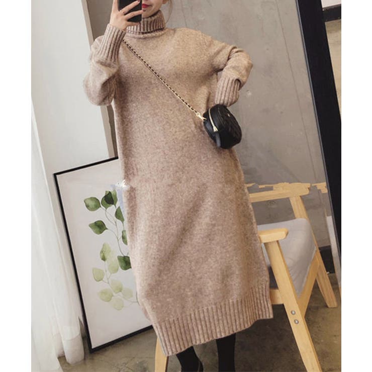 ハイネックニットワンピースゆったり秋冬服 | Miniministore | 詳細画像3 
