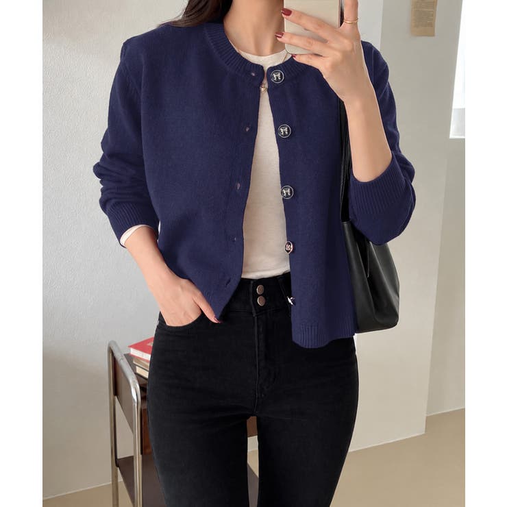 リボンボタンニットカーディガン秋冬服長袖 | Miniministore | 詳細画像6 