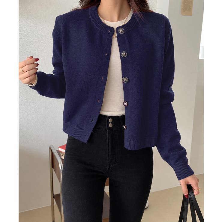 リボンボタンニットカーディガン秋冬服長袖 | Miniministore | 詳細画像7 