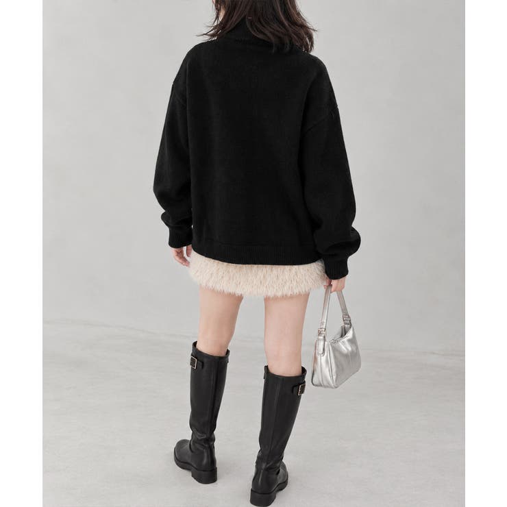 ダブルジップニットカーディガン長袖ニットアウターメタルボタン ゆったり無地トップ… | SUNSHINE CLOSET | 詳細画像11 