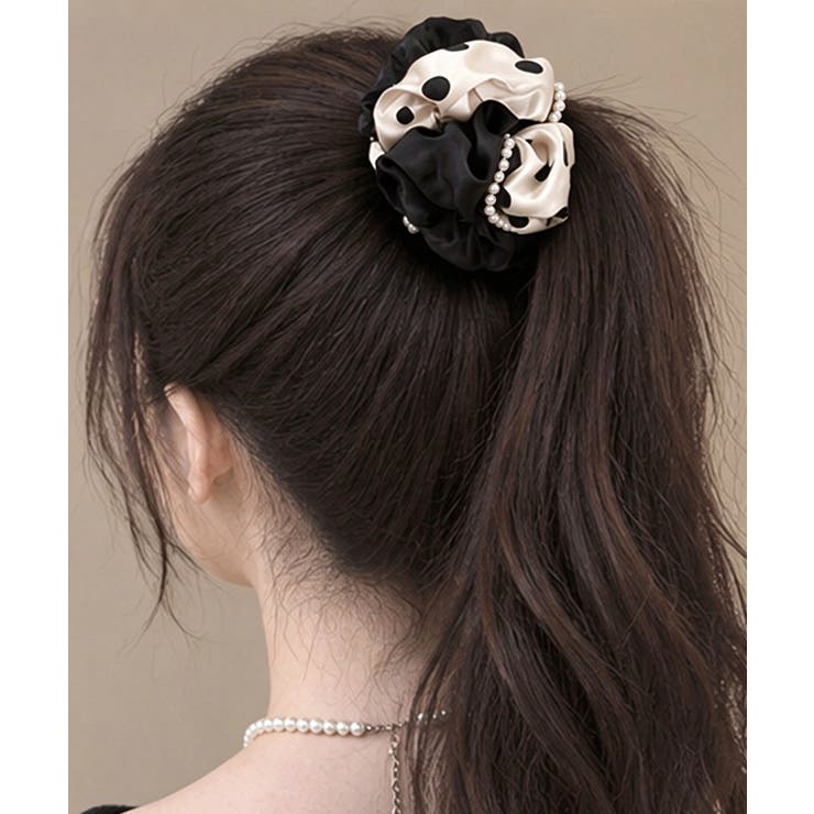 ドット柄シュシュサテンパールヘアゴム上品 | Miniministore | 詳細画像4 