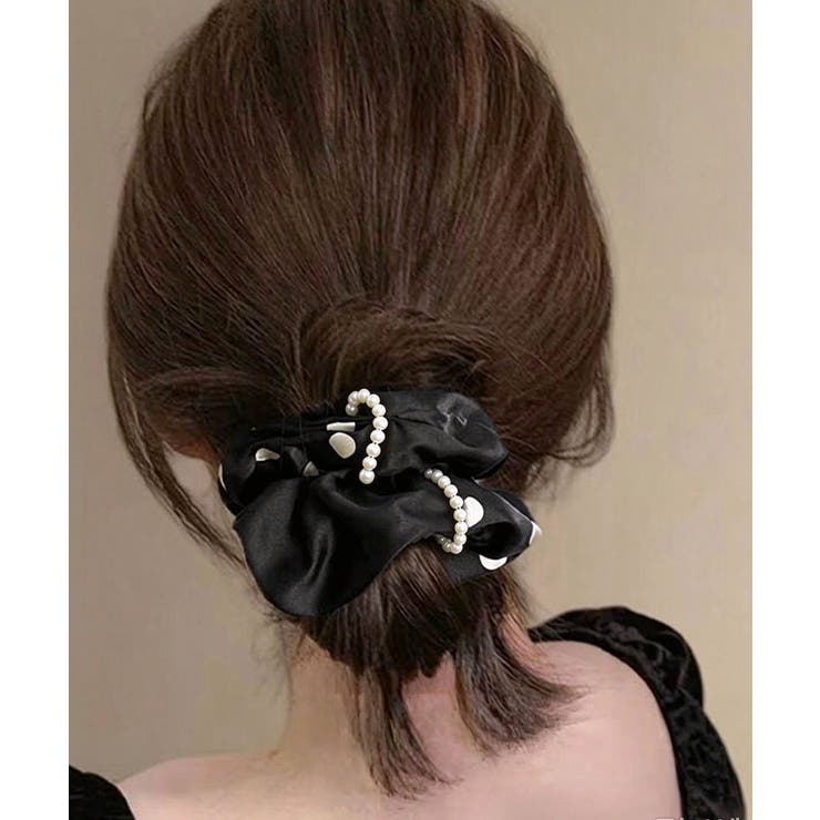 ドット柄シュシュサテンパールヘアゴム上品 | Miniministore | 詳細画像7 