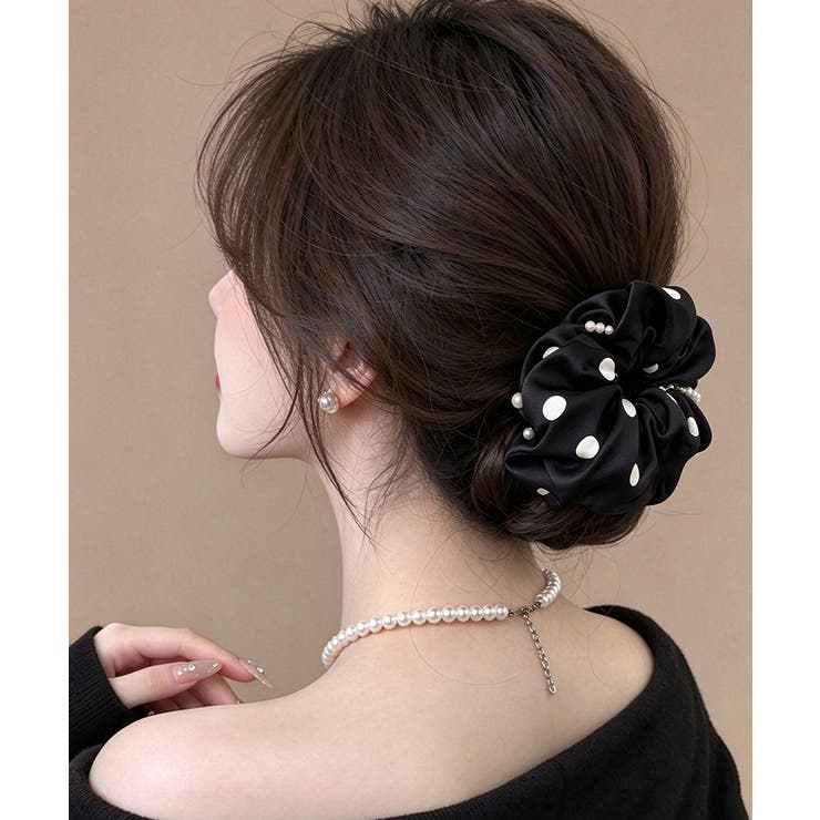 ドット柄シュシュサテンパールヘアゴム上品 | Miniministore | 詳細画像9 