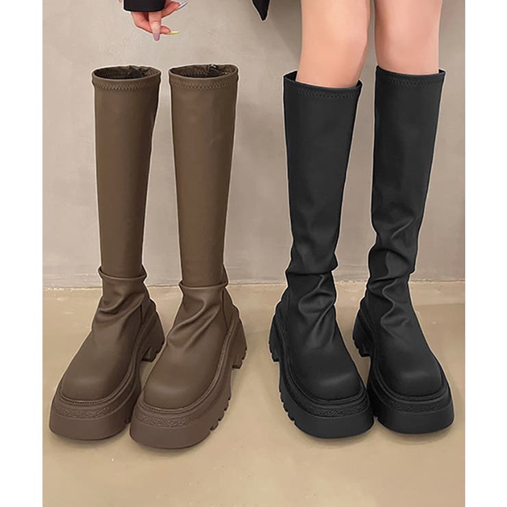 ロングブーツ 厚底ブーツ バックジップ美脚[品番：II000012225]｜Miniministore（ミニミニストア）のレディースファッション通販｜SHOPLIST（ショップリスト）