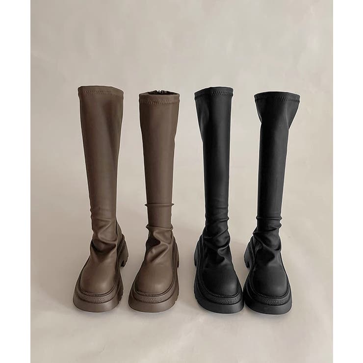 ロングブーツ 厚底ブーツバックジップ美脚 | Miniministore | 詳細画像16 