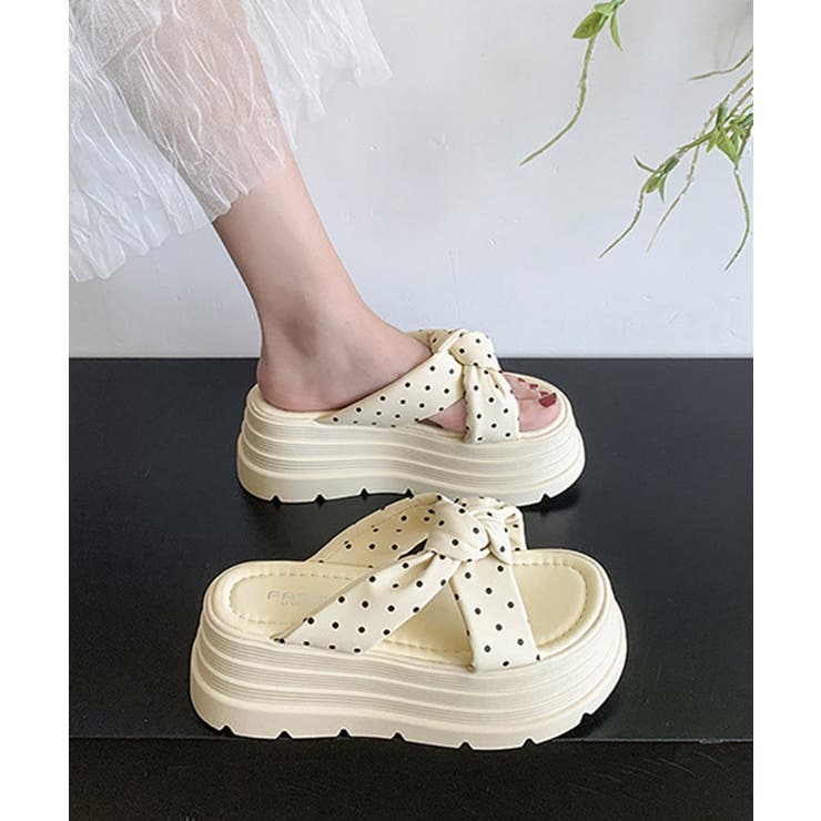 ドット柄リボン厚底サンダルレディース美脚 | Miniministore | 詳細画像10 