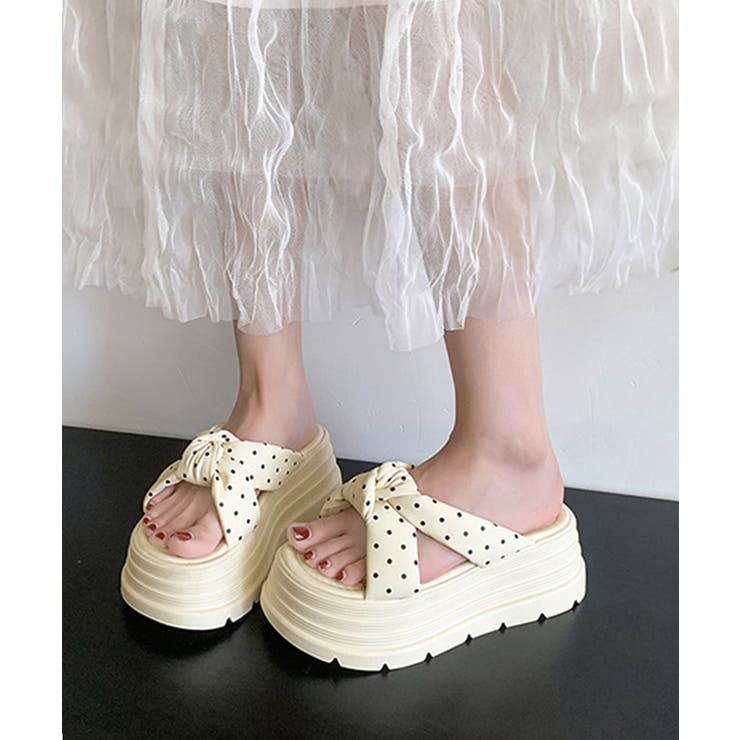 ドット柄リボン厚底サンダルレディース美脚 | Miniministore | 詳細画像11 