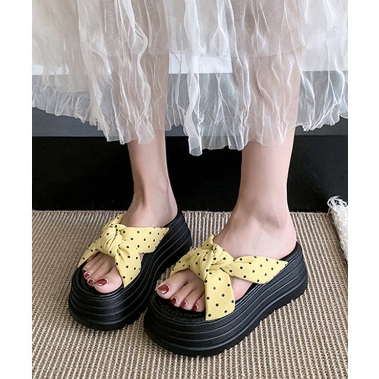 ドット柄リボン厚底サンダルレディース美脚 | Miniministore | 詳細画像13 
