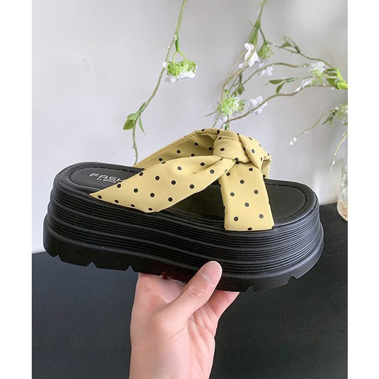 ドット柄リボン厚底サンダルレディース美脚 | Miniministore | 詳細画像14 