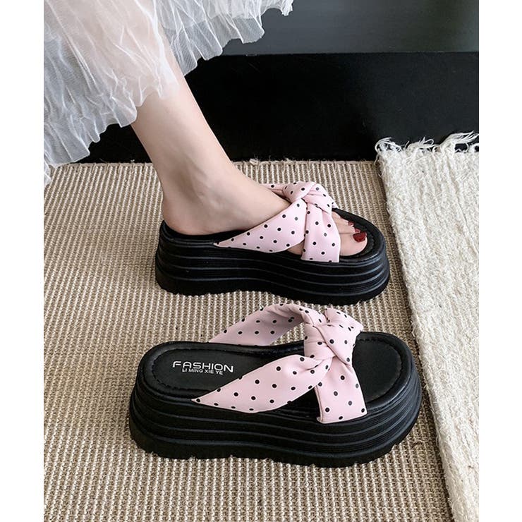 ドット柄リボン厚底サンダルレディース美脚 | Miniministore | 詳細画像15 