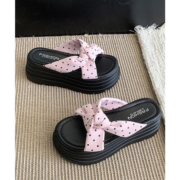 ドット柄リボン厚底サンダルレディース美脚 | Miniministore | 詳細画像16 