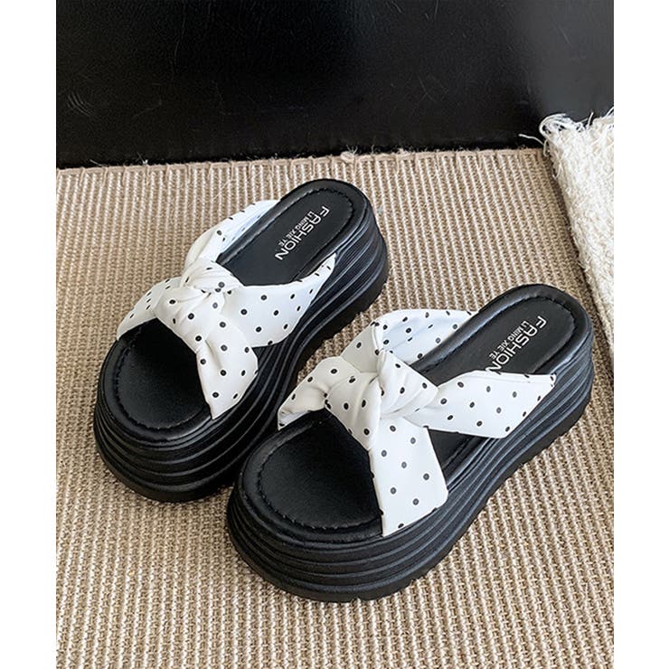 ドット柄リボン厚底サンダルレディース美脚 | Miniministore | 詳細画像21 