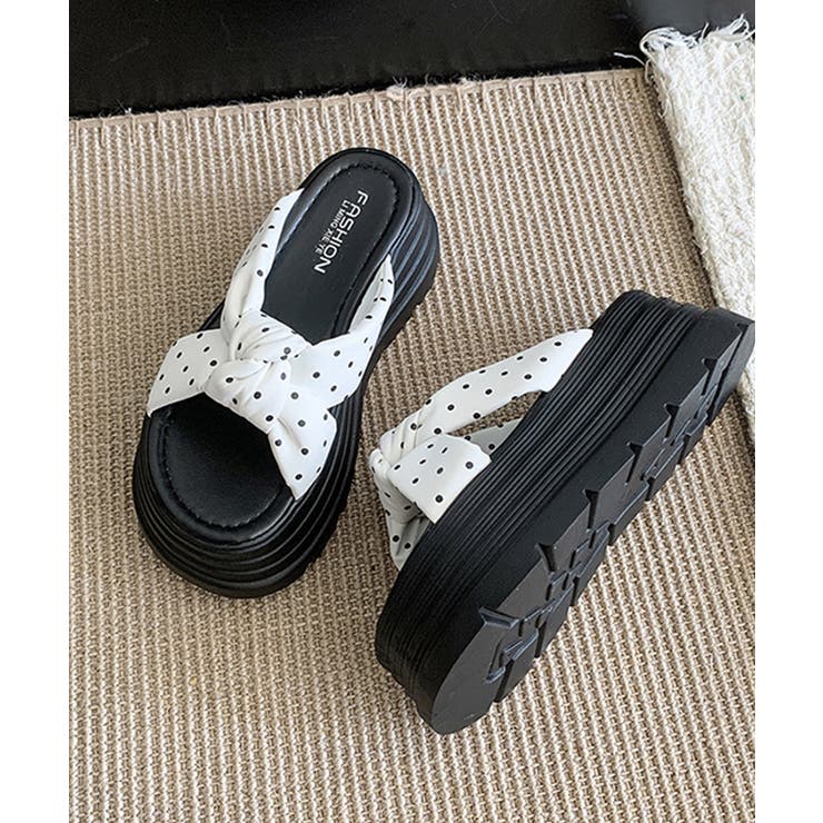 ドット柄リボン厚底サンダルレディース美脚 | Miniministore | 詳細画像22 