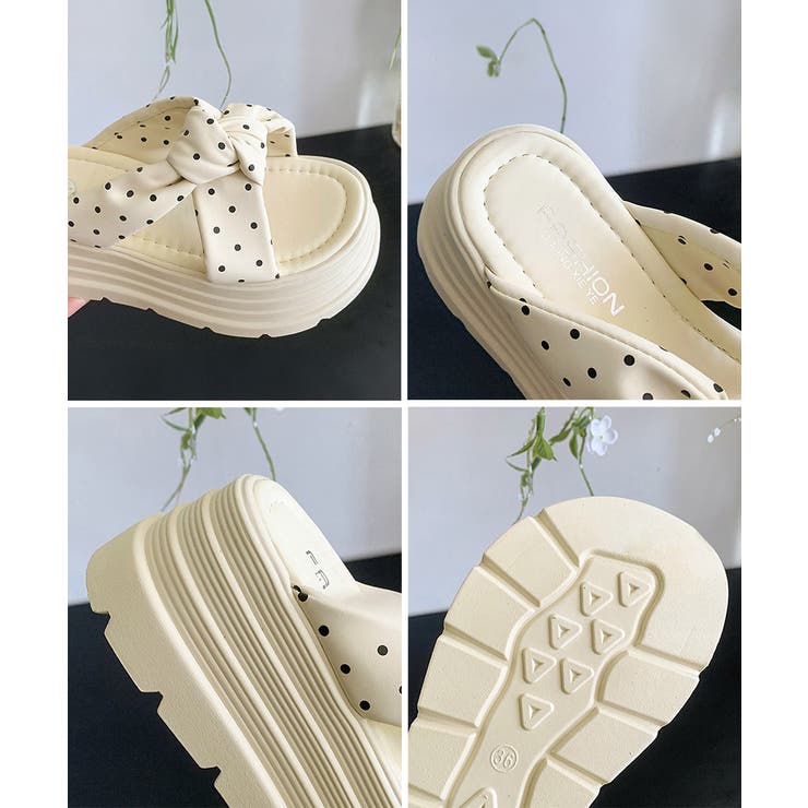 ドット柄リボン厚底サンダルレディース美脚 | Miniministore | 詳細画像23 