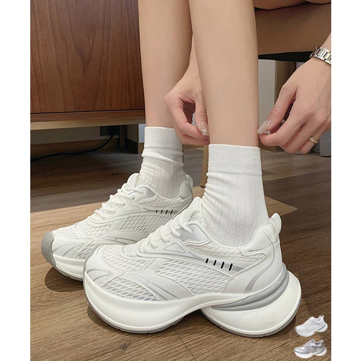 厚底スニーカー軽量メッシュスニーカー美脚 | Miniministore | 詳細画像1 