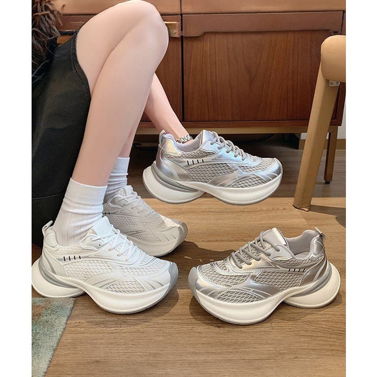 厚底スニーカー軽量メッシュスニーカー美脚 | Miniministore | 詳細画像12 