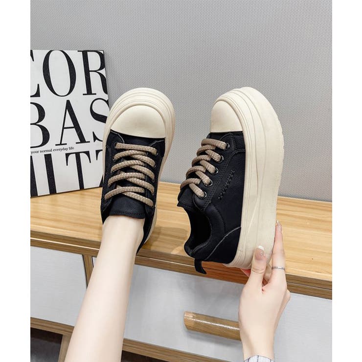 厚底ローカットスニーカー配色レディース靴 | Miniministore | 詳細画像2 