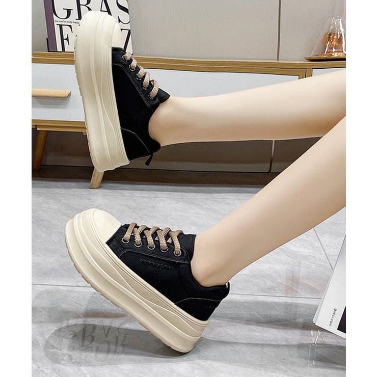 厚底ローカットスニーカー配色レディース靴 | Miniministore | 詳細画像4 