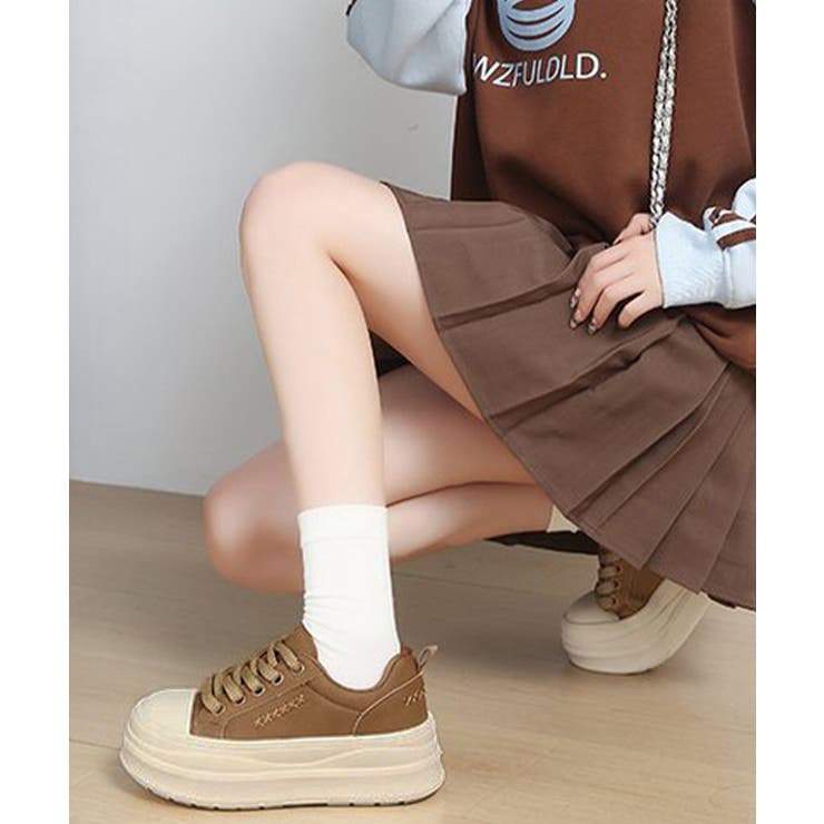 厚底ローカットスニーカー配色レディース靴 | Miniministore | 詳細画像9 