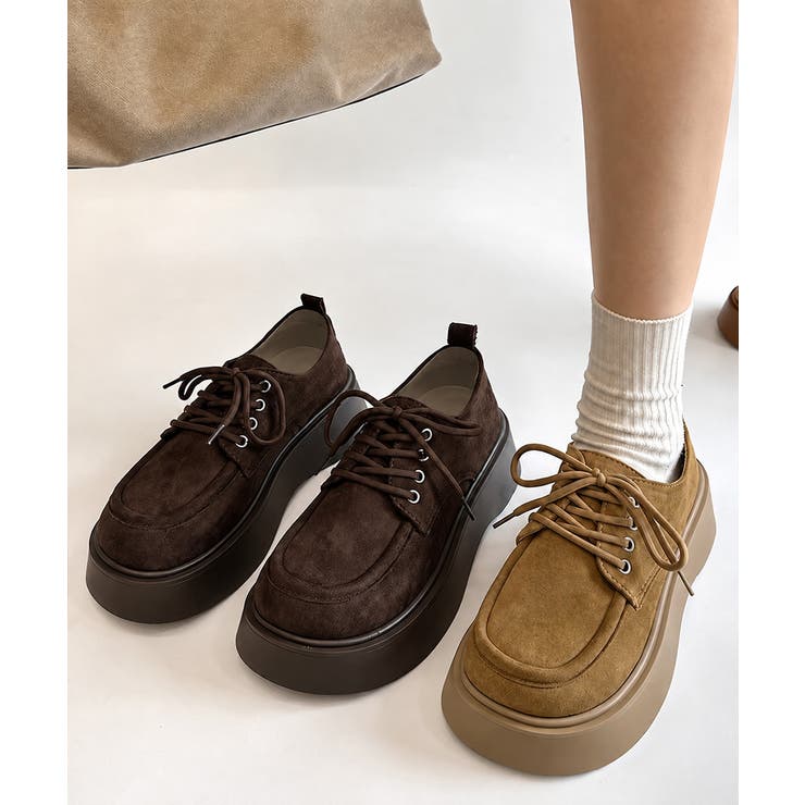 厚底レースアップモカシンシューズ韓国風靴 | Miniministore | 詳細画像1 