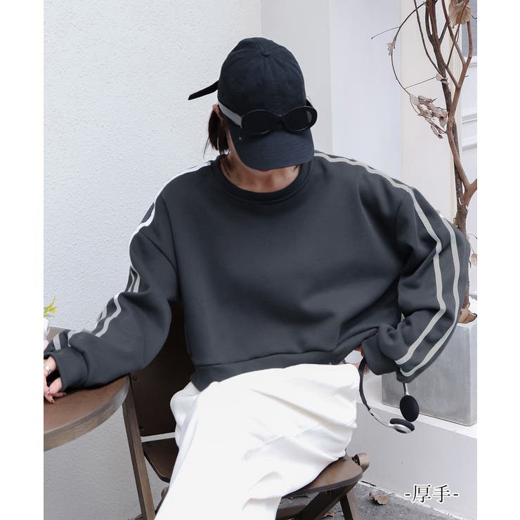 ショート丈 サイドラインスウェット裏起毛 miniministore ショート丈 サイドラインスウェット裏起毛