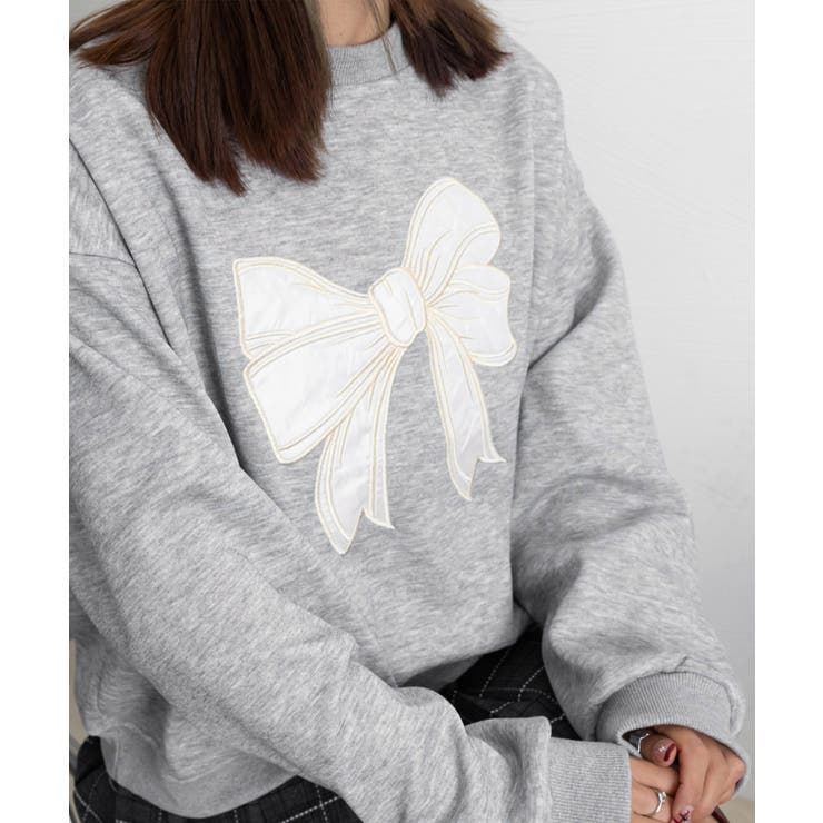 刺しゅうリボンスウェット裏微起毛トップス | Miniministore | 詳細画像19 