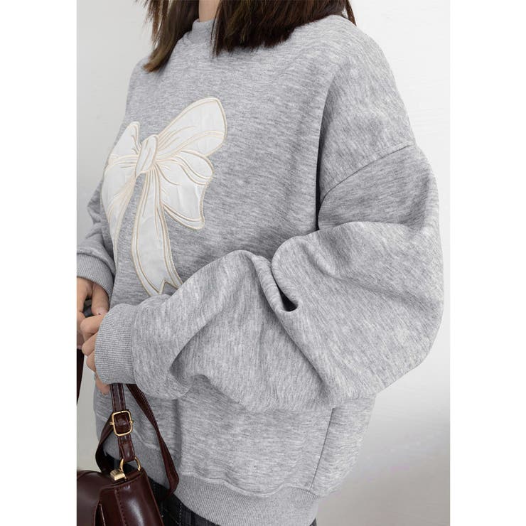 刺しゅうリボンスウェット裏微起毛トップス | Miniministore | 詳細画像20 