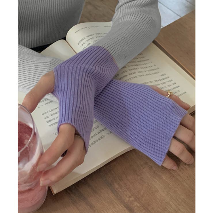 バイカラーニット 指穴ニットプルオーバー | Miniministore | 詳細画像13 