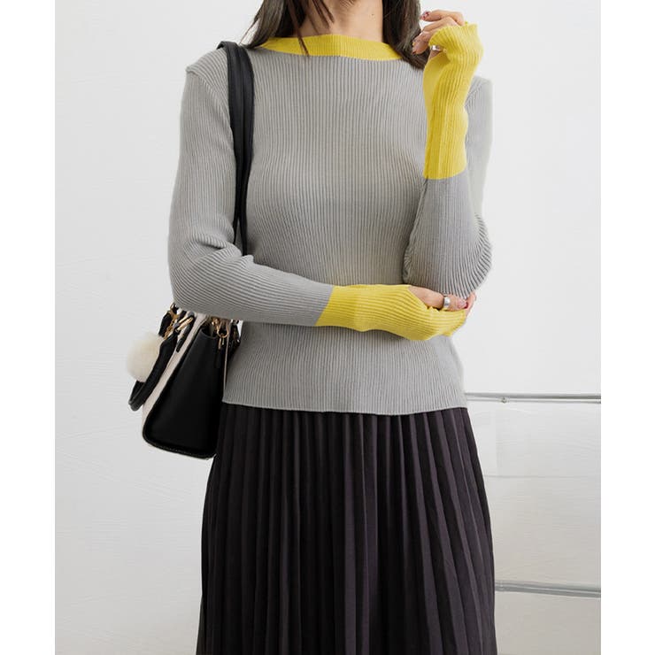 バイカラーニット 指穴ニットプルオーバー | Miniministore | 詳細画像20 