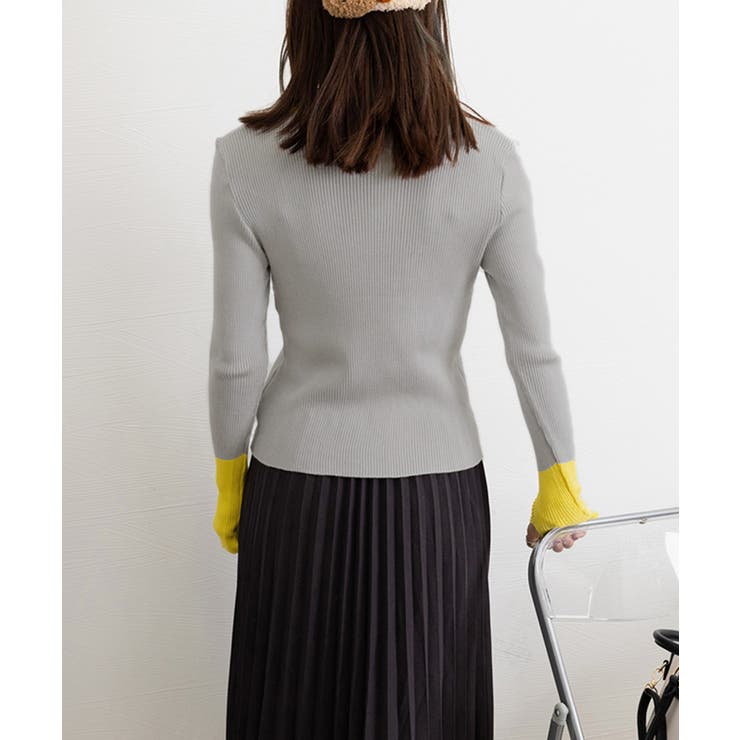 バイカラーニット 指穴ニットプルオーバー | Miniministore | 詳細画像22 