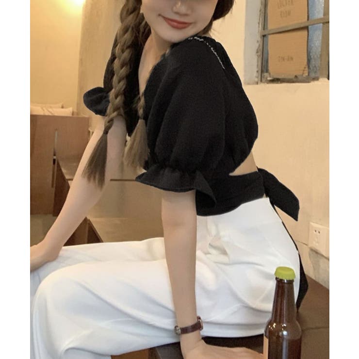 オフショルダーブラウス バックリボン夏服 | Miniministore | 詳細画像6 
