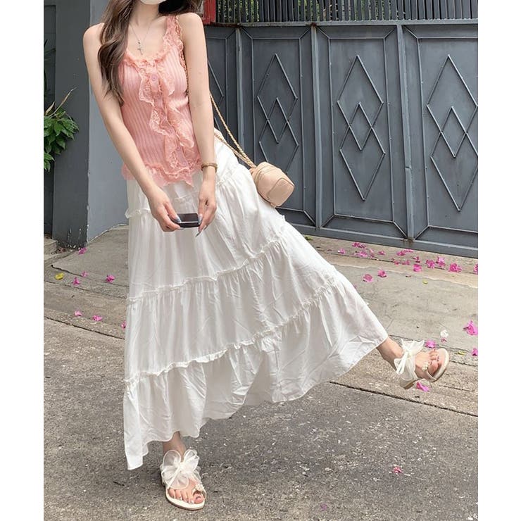 レースフリル ニットタンクトップ 韓国風 | Miniministore | 詳細画像11 