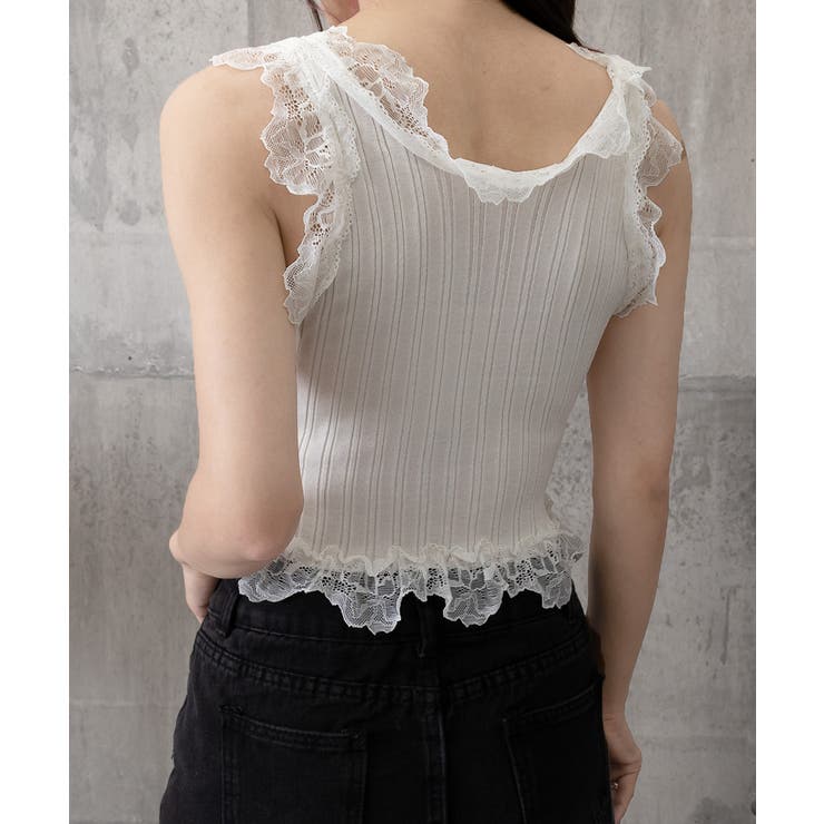 レースフリル ニットタンクトップ 韓国風 | Miniministore | 詳細画像17 