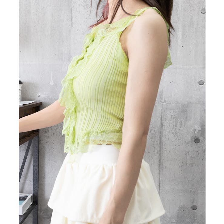 レースフリル ニットタンクトップ 韓国風 | Miniministore | 詳細画像21 