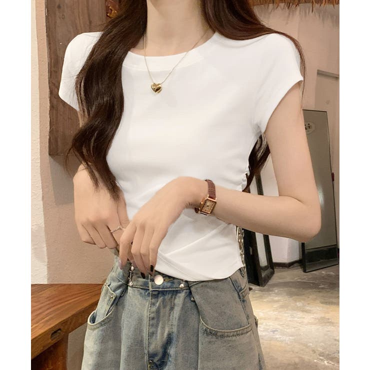 サイドギャザーtシャツ 半袖トップス夏服[品番：II000012859
