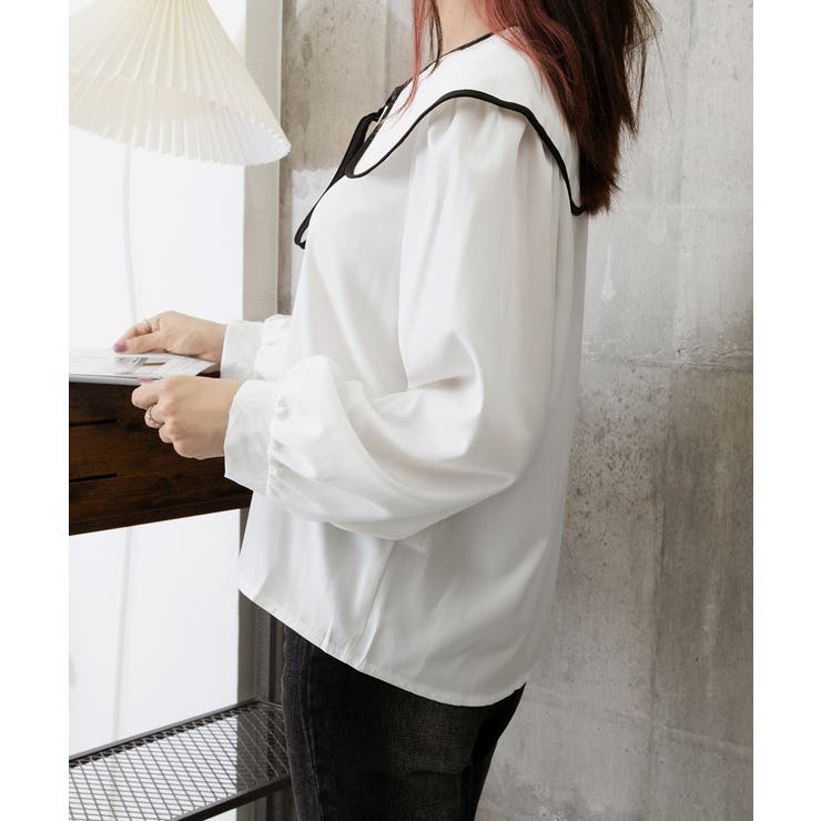 ビッグ襟ブラウス リボンタイブラウス長袖 | Miniministore | 詳細画像12 