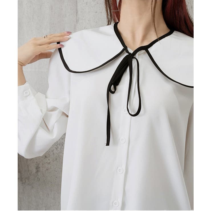 ビッグ襟ブラウス リボンタイブラウス長袖 | Miniministore | 詳細画像18 