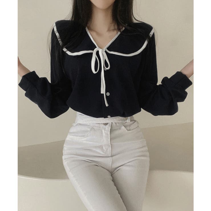 ビッグ襟ブラウス リボンタイブラウス長袖 | Miniministore | 詳細画像5 