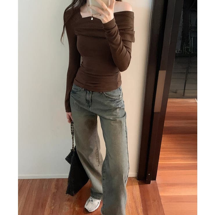 ワンオフショルダーTシャツ肩出しトップス | Miniministore | 詳細画像15 