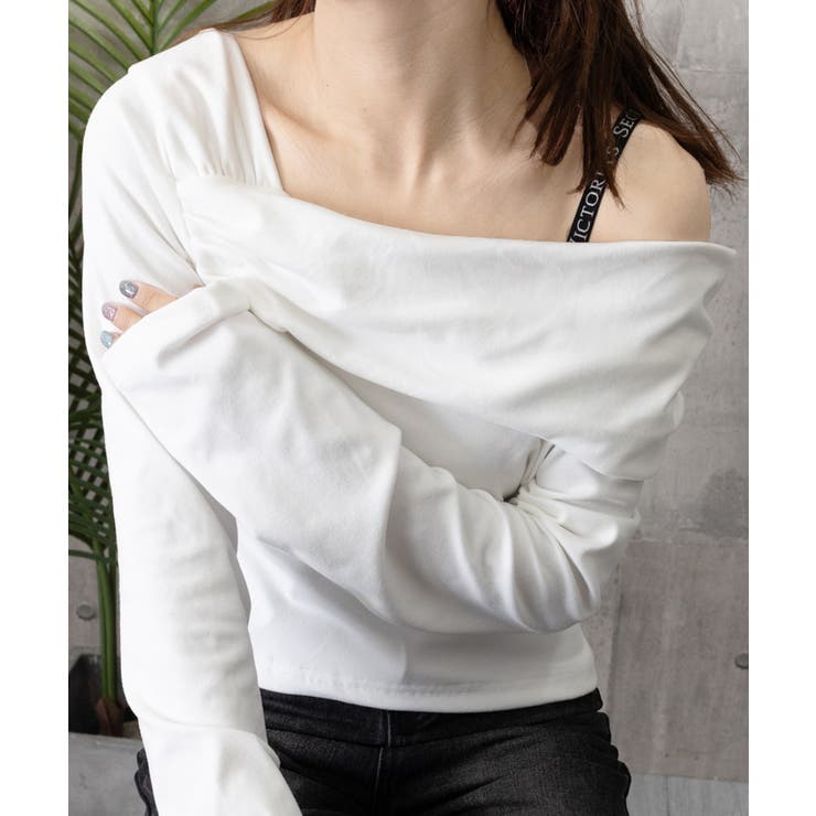 ワンオフショルダーTシャツ肩出しトップス | Miniministore | 詳細画像17 