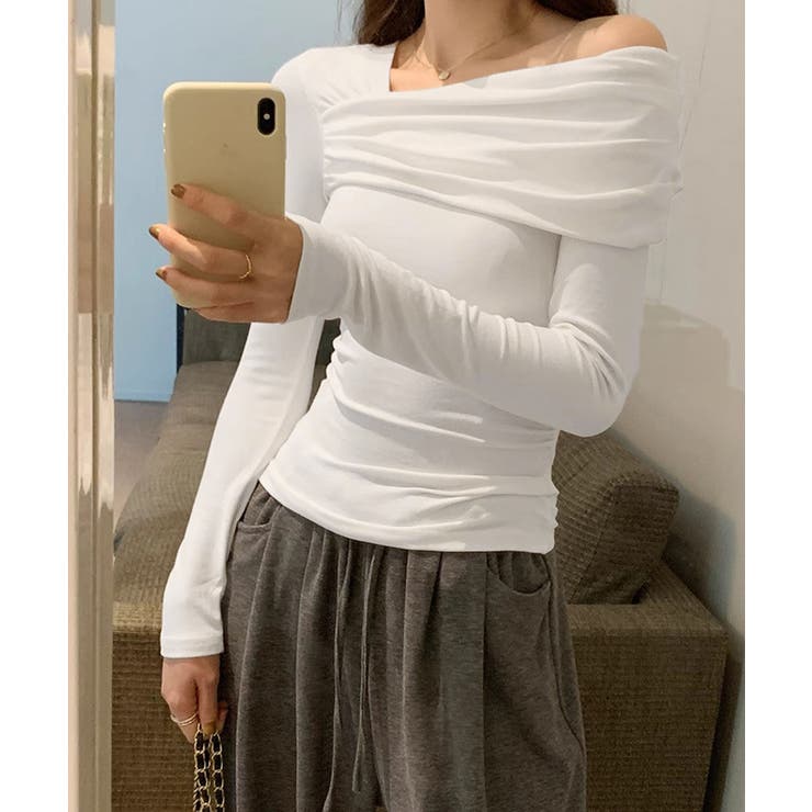 ワンオフショルダーTシャツ肩出しトップス | Miniministore | 詳細画像2 