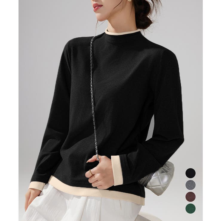 ハイネックトップス レイヤード風 長袖T | Miniministore | 詳細画像1 