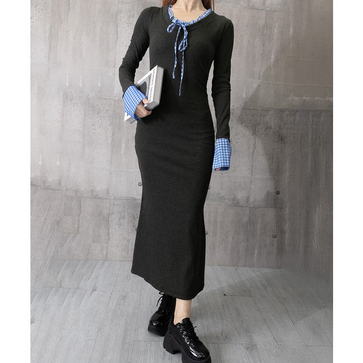 配色リボンニットマーメイドワンピース長袖 | Miniministore | 詳細画像12 